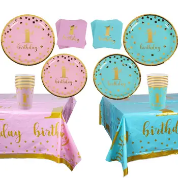 

Huiran 1 Year Tableware First Birthday Girl Party First Birthday Boy Party 1st Birthday Decor Girl Boy 1 One Year Birthday Party