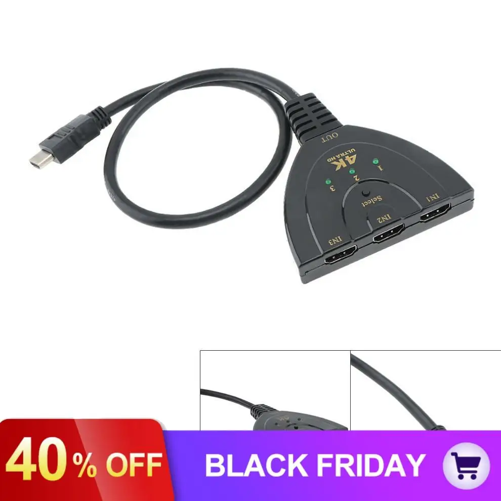 4K 2K Mini HDMI усилитель Swicher 3 в 1 4 порта Селектор разветвитель для HDTV/проектора/DVD/Xbox/PS3/PS4/мультимедиа