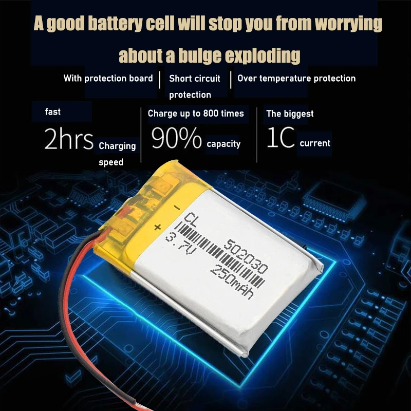 3.7V 250mAh 502030 Lithium Polymer Li-Po li ion Rechargeable Battery Lipo cells For MP3 MP4 speaker Tachograph Car DVR Camera rechargeable lithium batteries