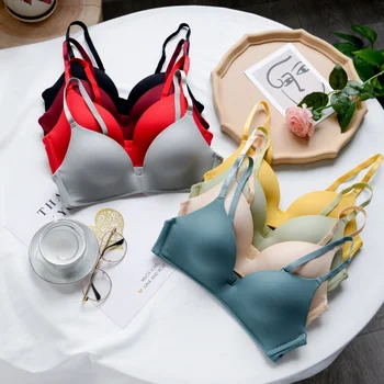 

Fashion Deep V Seamless Underwear Gathered Bra Female Comfortable Underwear Thin Section Seamless Bra new