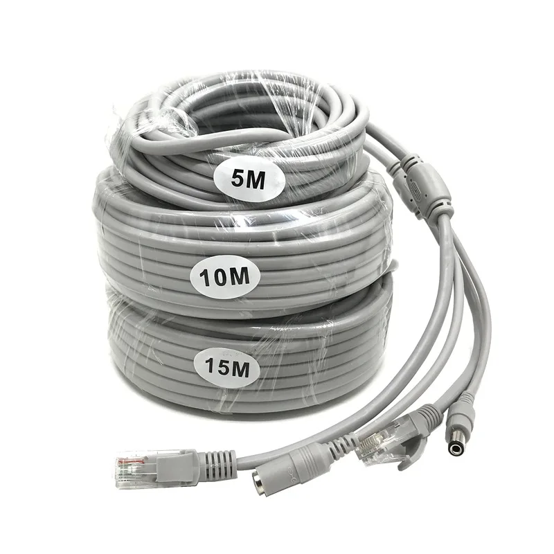 15 м CCTV Ethernet кабель Rj45 и DC удлинитель питания 5,5*2,1 мм Сетевой Lan кабель для безопасности ip-камеры системы