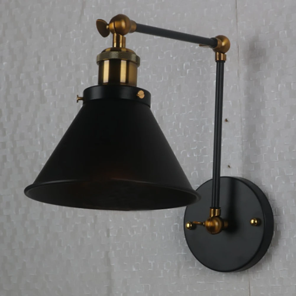 Домашний настенный светильник, бра, черный Ретро декоративный светильник для гостиной, офиса, ночной промышленный длинный рукав, для бара, кафе, регулируемые качели, для ресторана