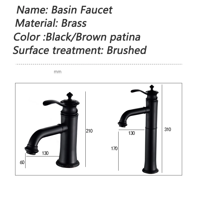 RBROHANT Matte Black Bathroom Faucet One Hole Single Handle Vanity Sink Taps Black 