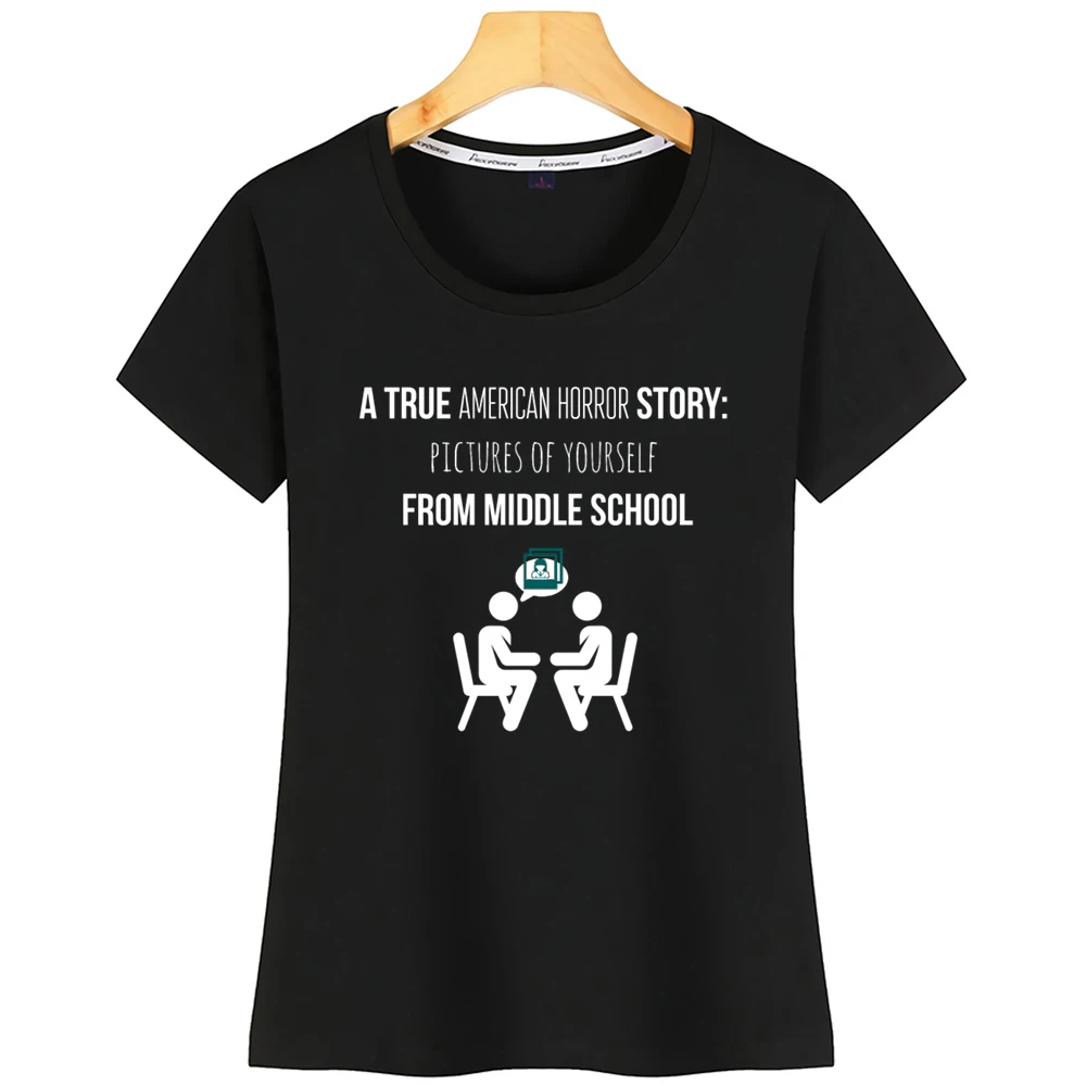 

Tops T Shirt Women American Horror Story Kawaii Black Short Tshirt