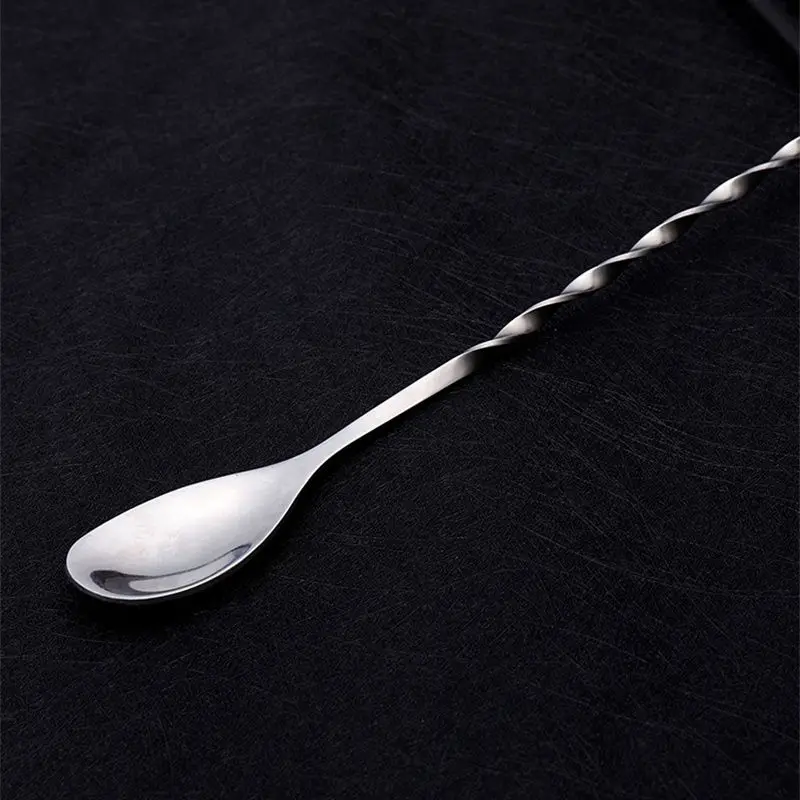 Stainless Steel Bar Spoon Cocktail Sticks Cocktail Shaker Spiral Fork Stirrers 26cm 32cm Kitchen Accessories