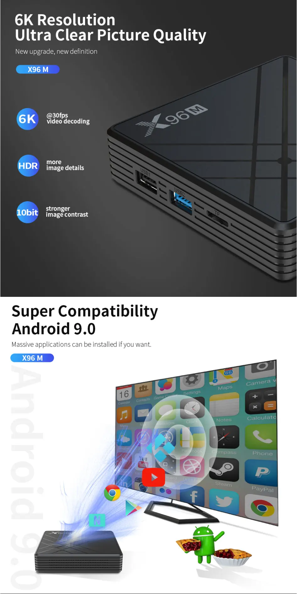 X96 X96M Smart tv Box 4+ 32GB Allwinner H603 5G wifi bluetooth 4,0 Android 9,0 HDR 4K 6K 2,4 GHz MAX телеприставка медиаплеер