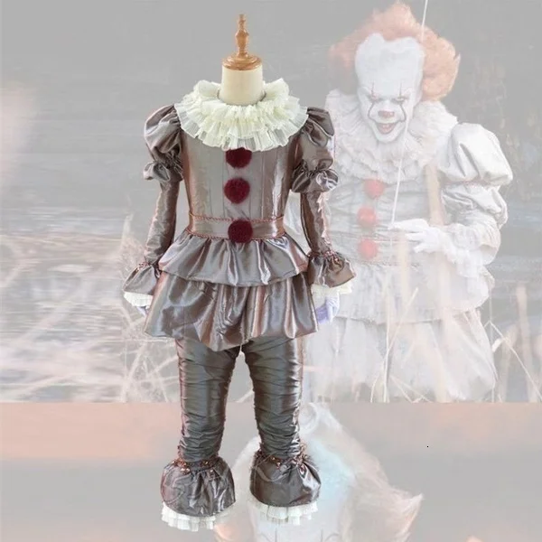 Pennywise Хэллоуин костюм клоун взрослый костюм для косплея в стиле унисекс Хэллоуин вечерние платья для мужчин и женщин