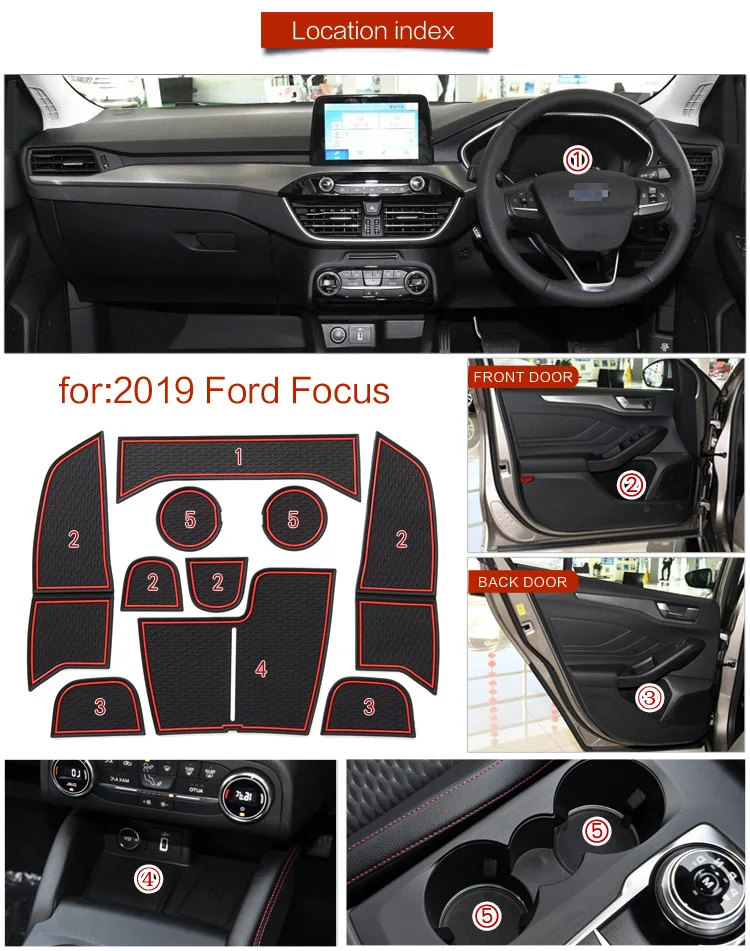 Противоскользящий дверной коврик для Ford Focus 4 MK4 2019 2020 2021 ST RS IV| |