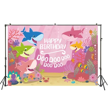 

HUAYI the underwater world backdrop cartoon stick figure photo photography children birthday party background W-3853