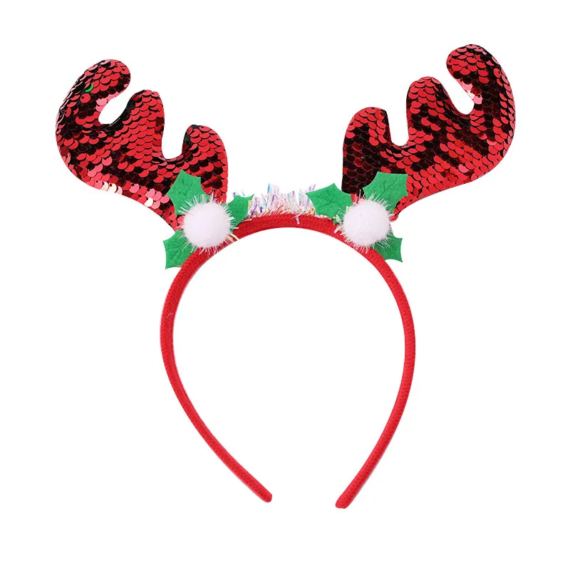 Christmas Headband Glitter Foam Spring Antlers Hair Band Cute Santa Claus Hair Hoop Festival Party Headwear Hair Accessories