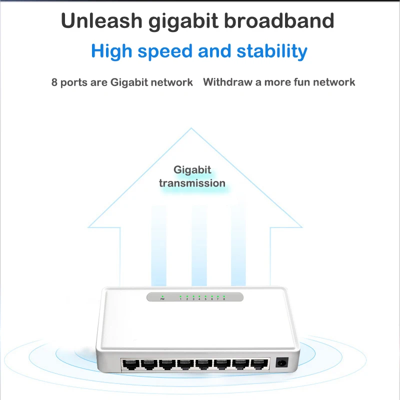 Adaptador de Troca Portas Gigabit Switch Uplink Rede Ethernet Hub Shunt - Completo ou Meio Duplex 8 1000m - Imagem 3