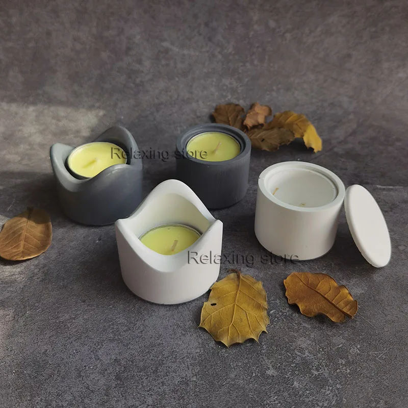 Mini Round Cement Clay Candle Holder Concrete Candlestick Silicone Mold Irregular Plaster Candle Cup Container Epoxy Resin Mould