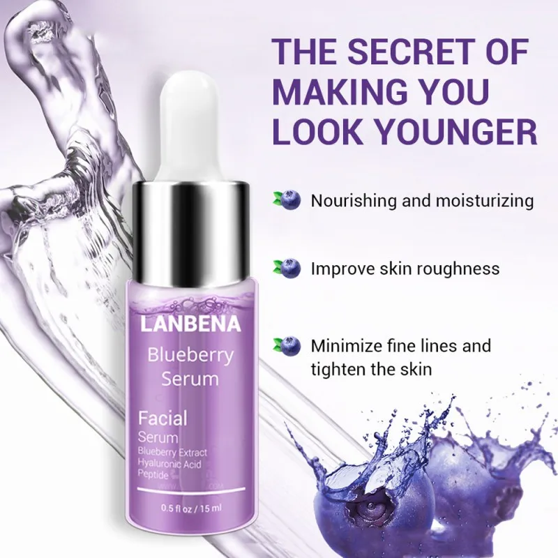 

Moisturizing Reduces Fine lines Whitening Anti-Aging Anti Wrinkle Skin Care New Blueberry Hyaluronic Acid Serum Essence Oil