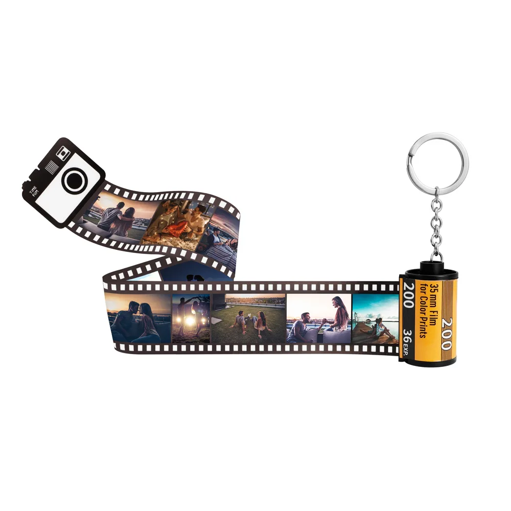 10pcs Photos Film Roll keychain Couple Gifts DIY Photo Text Albums Cover Keyrings Custom Memorial Father's Day Lover Present | Украшения