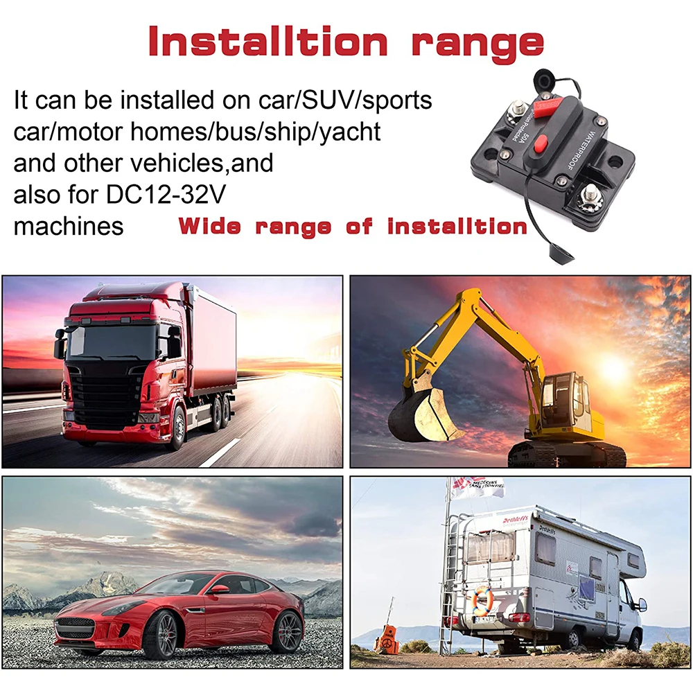 Car Marine Circuit Breaker with Manual Reset Surface-Mount for Audio Marine Boat Truck Trolling Motor Speaker Resettable Fuse