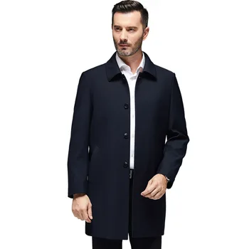 

8939 Fashion 2020 Spring-Middle-aged Men Business Casual Fold-down Collar Mid-length Daddy Clothes Casual Coat