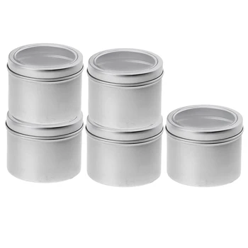 

5Pcs Aluminum Tin Storage Pot Candles Salves Containers Screw Lid 100ml