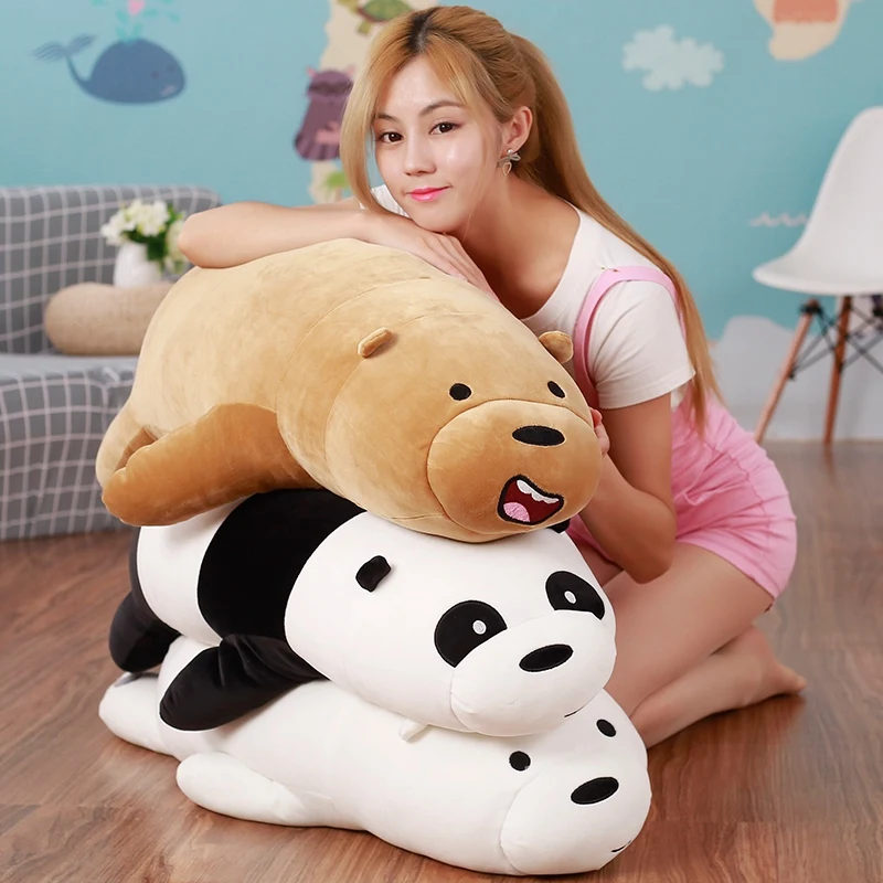50-90 см Мультфильм Мы Голые Медведи фаршированный гризли лежащий медведь серый белый медведь панда плюшевые игрушки для детей Kawaii кукла для детей подарок