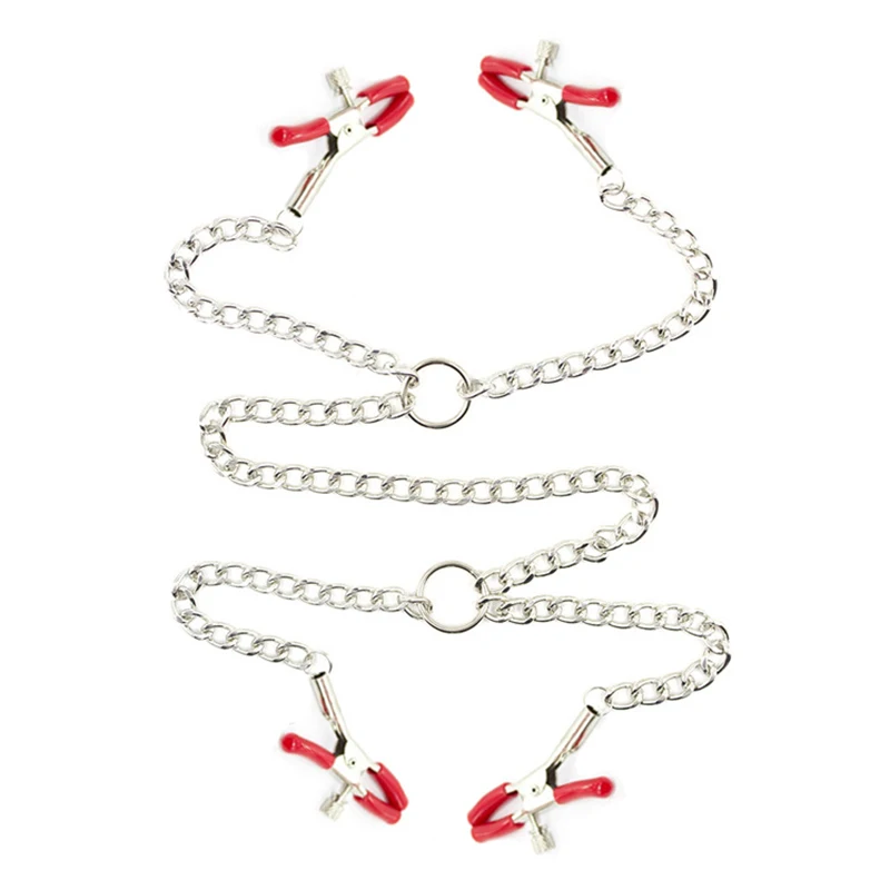 Four-Headed 4 Below Passion Clamp Chain Bondage Adult Toy Body Nipple Labia Clitoris Clip Metal Breast Adjustable Game | Красота и