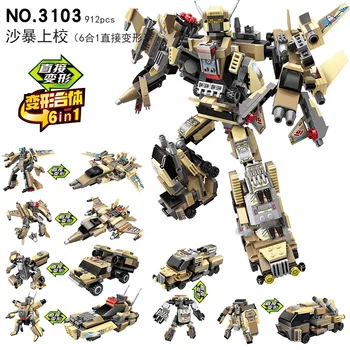 

6-in-1Children Vehicle Aircraft Toy Transformation Robot Action Figure Set Educational Building mini blocks Model Toys for Boy