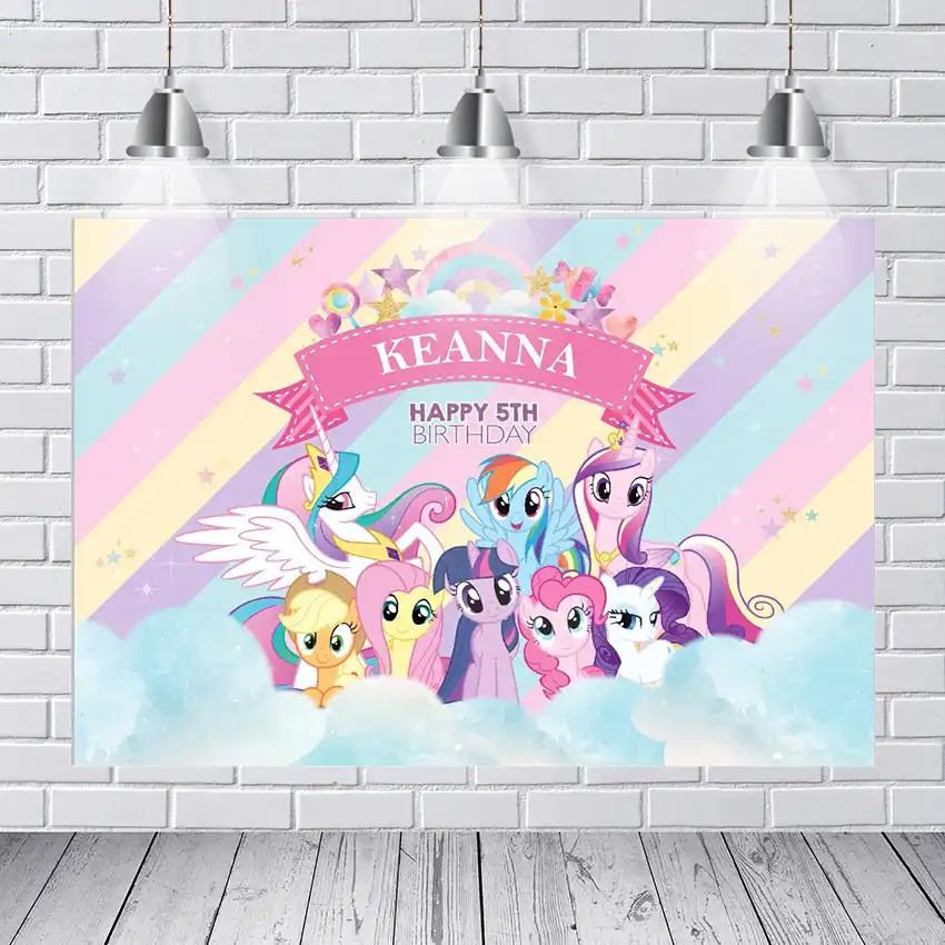 Happy Birthday My Little Pony Rainbow Clouds Sky Party Custom Photo