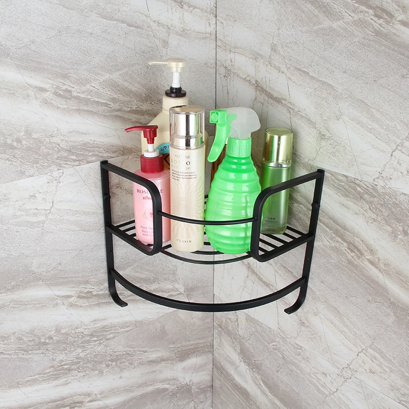 

Stainless Steel Matte Black Fashion Bathroom Shelf Multi-Purpose Corner Storage Holder Shelves Shower Organizer Home Good Helper