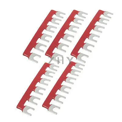 

400V 10A 6 Postions Red Pre Insulated Fork Terminal Stripes 5 Pcs