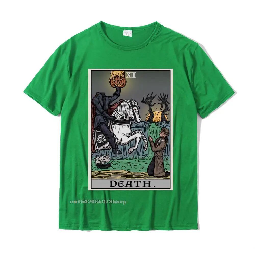 Street T-shirts Short Sleeve Personalized New Arrival Men Labor Day Tops Tees Personalized Sweatshirts Crew Neck 100% Cotton Death Tarot Card Headless Horseman Gothic Spooky Halloween Sweatshirt__2634. green