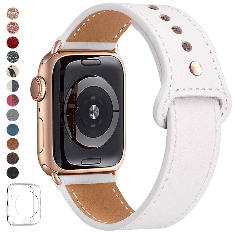 Натуральная кожа петля ремешок для apple watch band 44 мм 40 мм, 42 мм, 38 мм, ремешок для наручных часов iwatch, версия 4/3/2/1 Часы браслет аксессуары - Цвет ремешка: rose connector
