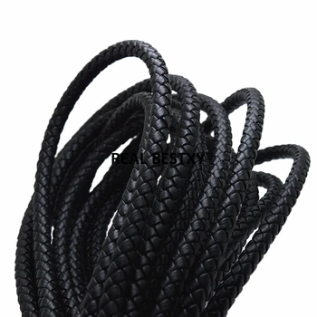 

5m/lot approx: 8mm black Round Braided Leather Cord Rope String for DIY Jewelry Necklace Bracelet Craft Making leather strings