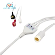 PH M3000A,M3001A,M1001A/B,M1002A/B,783 52C,78354C Round 12 Pin ECG Leads Wires/ECG Cable 3 Leads, Snap