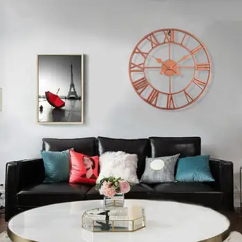 

Rose Gold European Decorative Wrought Iron Wall Clock European Style In Room Mute Clock Mute Living Wall Wall Clock