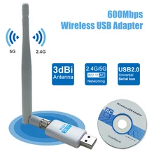 Беспроводной внешний ethernet 802.11ac ноутбук usb 2,4g и 5g Настольный wifi адаптер antena dongle lan Wi-Fi карта longo alcance