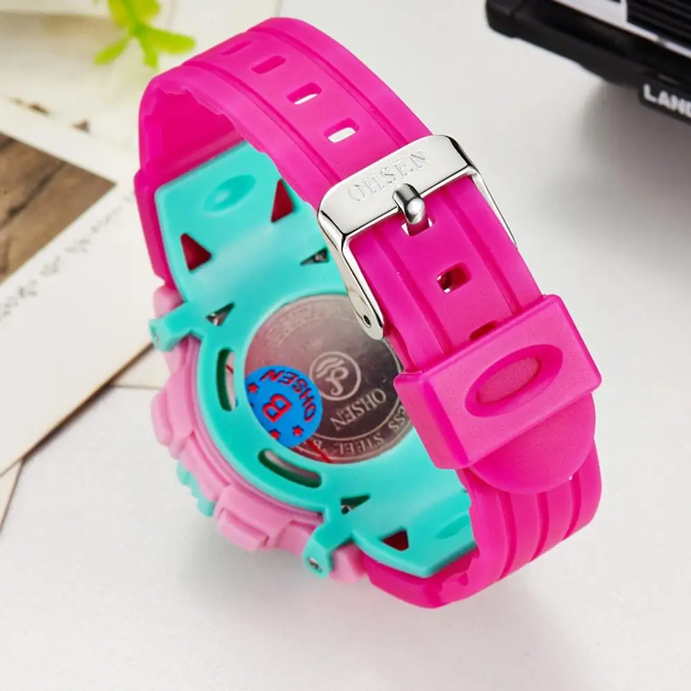 OHSEN Kids Sport Watches 50M Waterproof Red Cartoon Digital Wristwatch Stopwatch Electronic LED Children Watch For Boys Girls 3