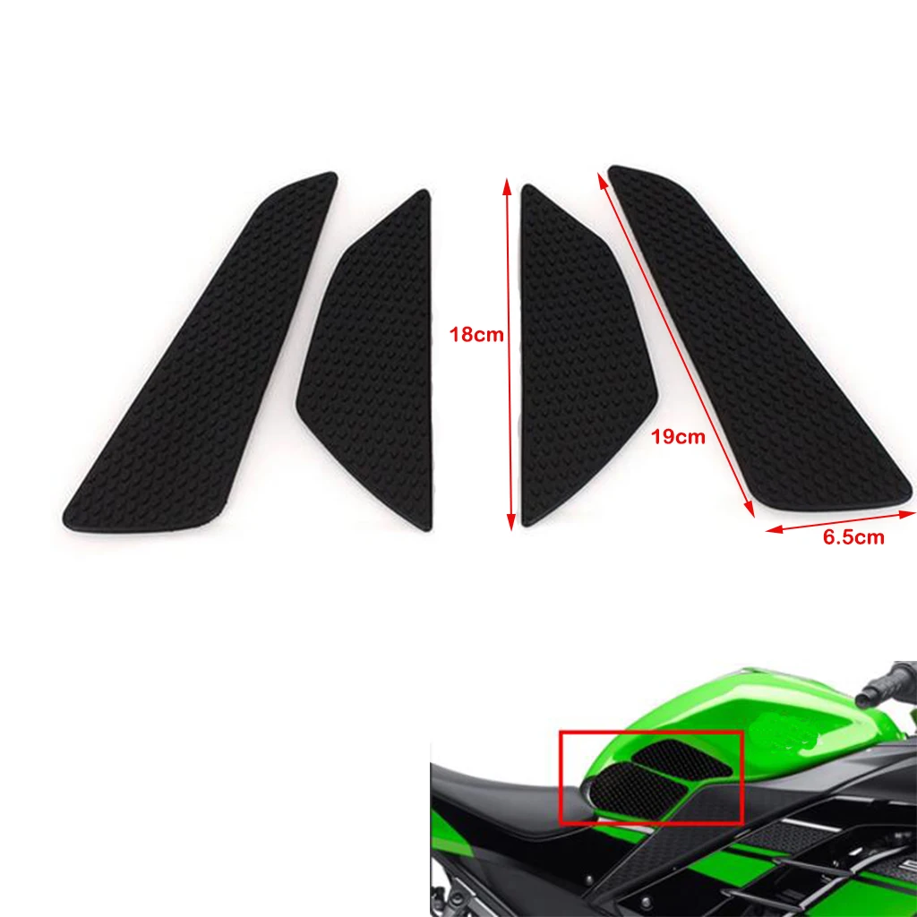 4PCS Black Fuel Tank Traction Pad Side Gas Decal Sticker For Suzuki GSXR GSR