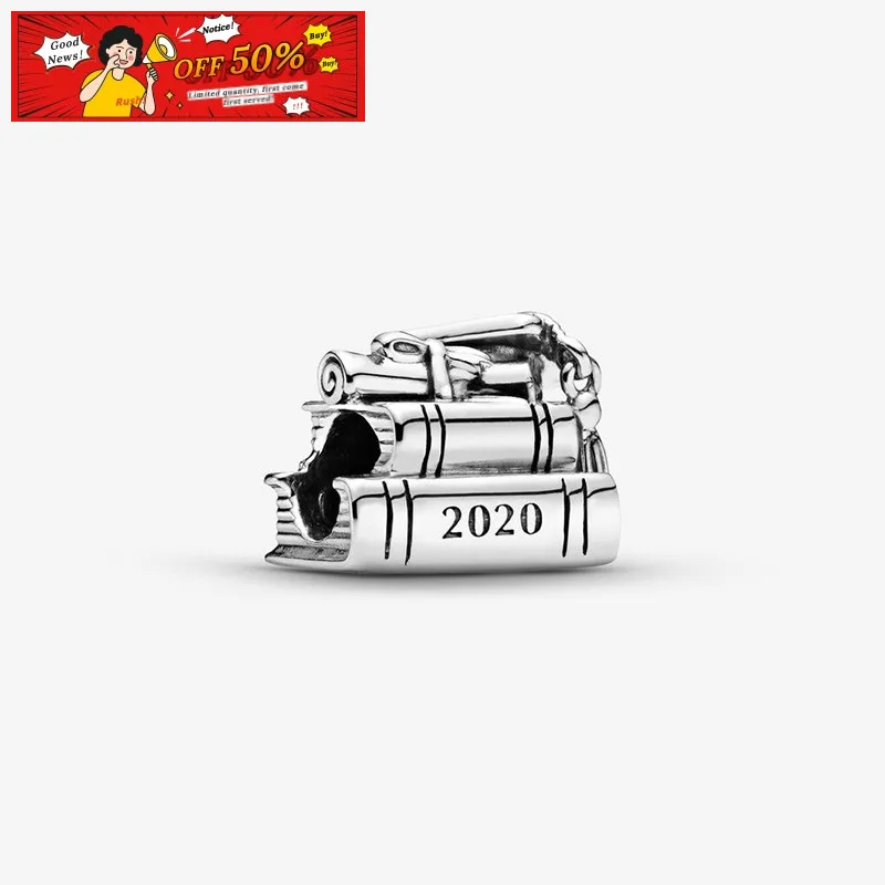 New Fashion 925 Sterling Silver Beads 2020 Graduation Books Charm fit Original Pan Bracelets Women DIY Jewelry Gift | Украшения и