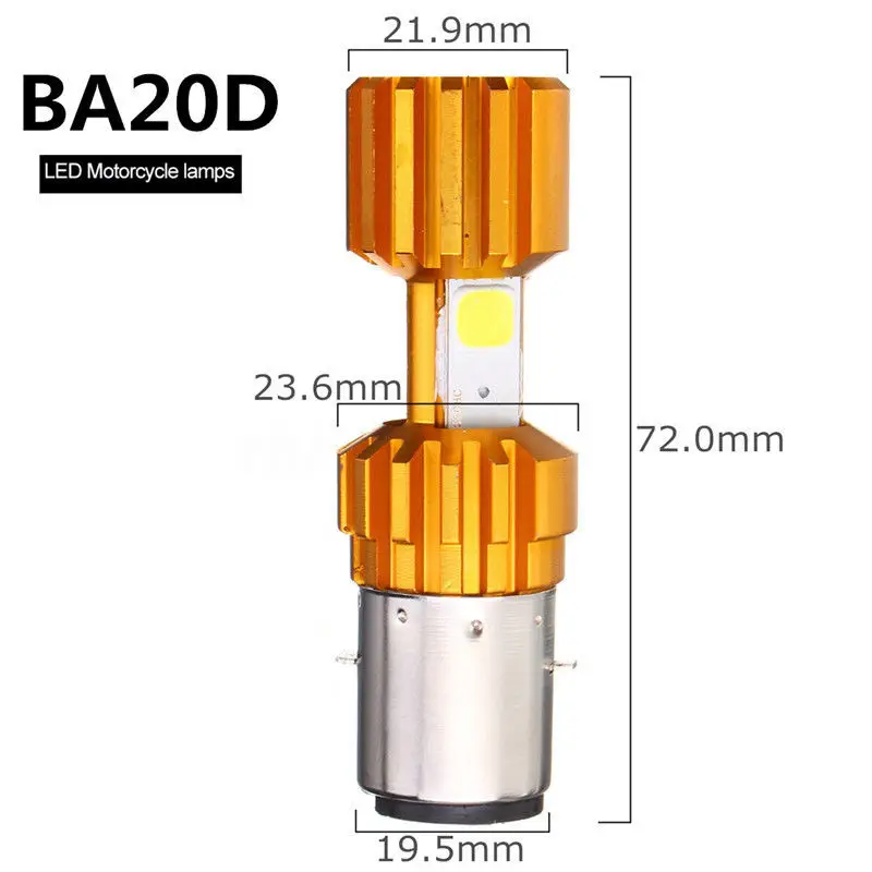 

Lamp motorcycle headlight Motorcycle Hi/Lo BA20D LED COB DC12-24V 6500K 1500LM Useful 2018