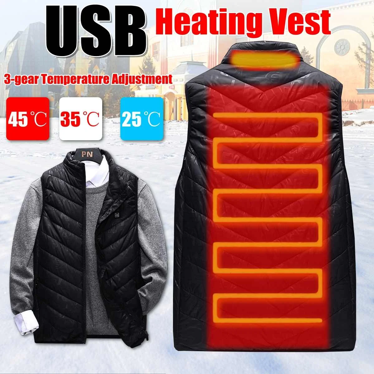 Электровелосипед Vesten Jas Mannen En Vrouwen Зимний Открытый Кемпинг Wandelen Vissen Warme Kleding USB Thermische Verwarmin
