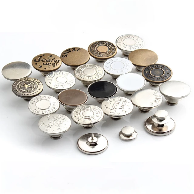 20 Sets Jean Buttons Replacement, 18Mm Metal Buttons Tack Pant