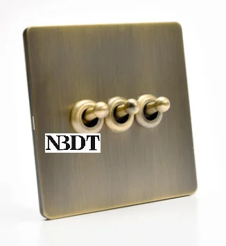 Brushed Bronze 3G 304 нержавеющая сталь Античная матовая бронза Белая стена утопленный тумблер латунная ручка 86 мм Ретро Винтаж 1G 2G 3g 1& 2 способа - Цвет: Brushed Bronze 3G