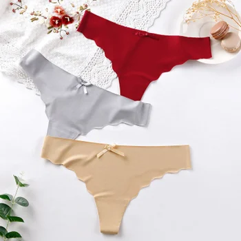 

3PCS Seamless Panties Women Underwear Nylon Ultra-thin G-string Thongs Low Rise Lingerie Ice Silk Briefs Lady Girls Briefs Plus