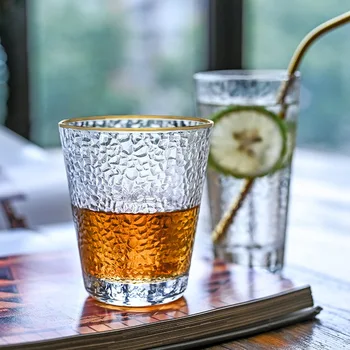 

4pcs Glass Water Cup Transparent Tea Juice Glass Cups Japanese Style Creative Phnom Penh High Temperature Cup Household Supplies