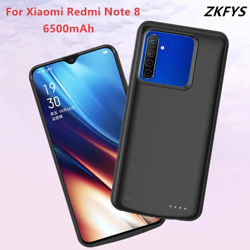 Чехол ZKFYS Powerbank для Xiaomi Redmi Note 8 чехлы зарядки аккумуляторов 6500 мАч внешний