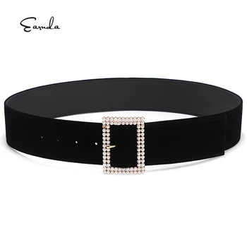 

Earnda Women Casual Wide Belts with Rhinestone Buckle Women Suede Leather Belts for Dress Jeans