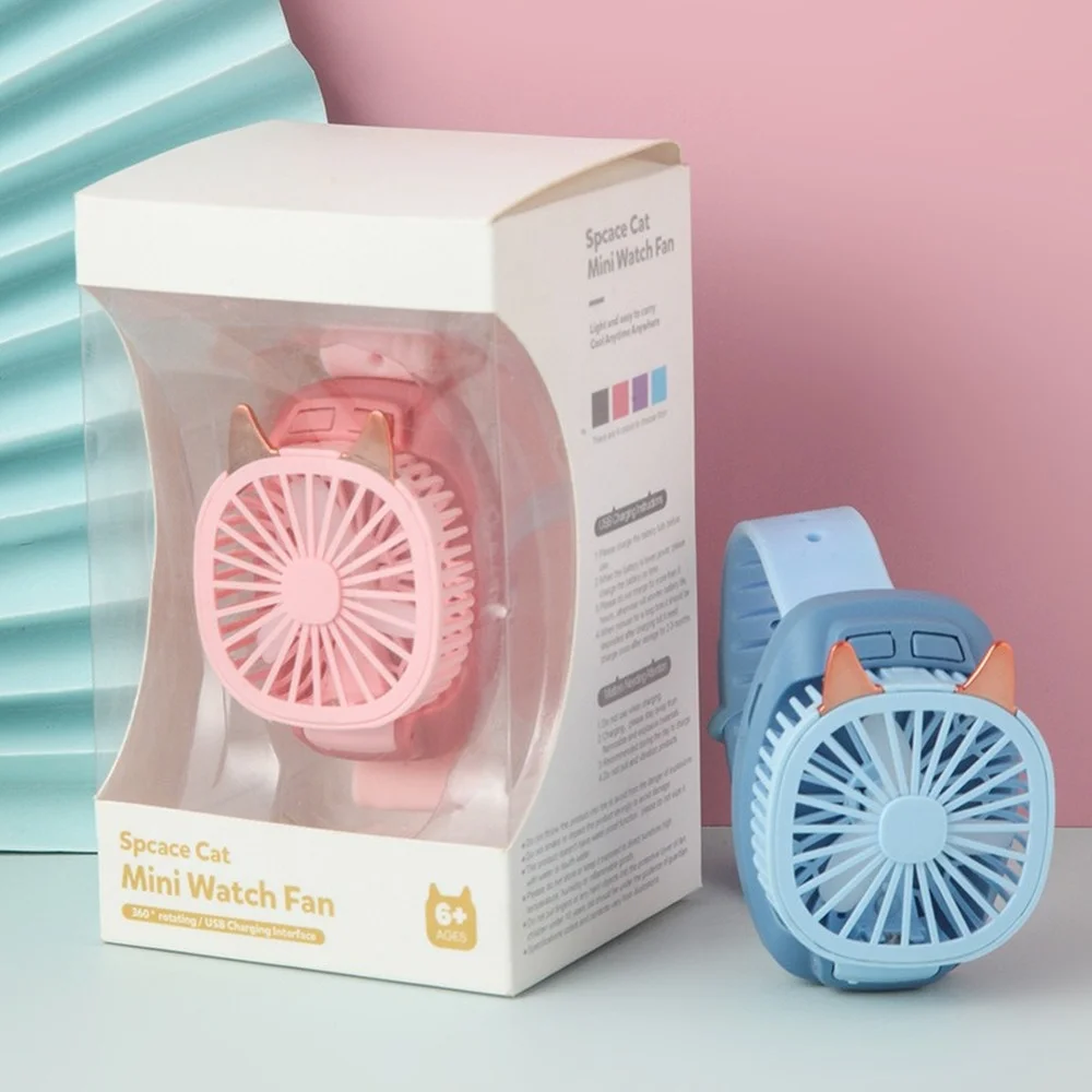 Mini USB Cooling Fan Watch Hi-Tech Wearables TechWear color: Blue|gray|Pink|Purple