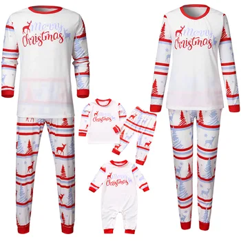 

Family Christmas Family Matching Pajamas Set Clothes 2019 Xmas Party Clothes Adult Kids Pajamas set Cotton Baby Romper Sleepwear