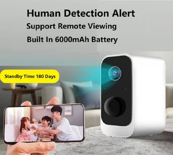 

Wireless Built In 6000mAh Battery Min Camera 1080P Outdoor Rechargeable WiFi IP Camera PIR Motion Detection Surveillance Camera