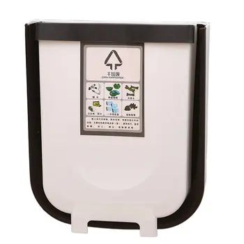 

Kitchen folding trash can Kitchen cabinet door wall-mounted Thickened trash storage bucket Plastic Push type Long tube