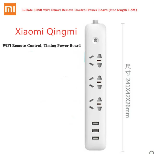 Xiaomi WI-FI умная розетка разъем бытовой кабель-удлинитель для Мощность доска 3/5/6/8 отверстий usb-кабель для быстрой зарядки 2500 Вт 10A 250V - Цвет: WiFi 3 Holes 3USB