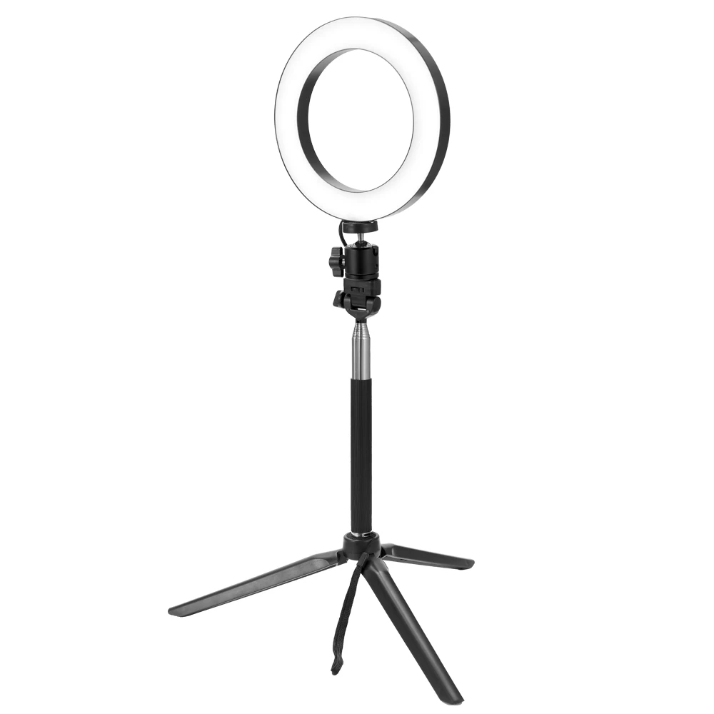 

Dimmable Wide Dimming Range LED Ring Fill in Light Tripod for Camera Photo Studio Selfie Photography